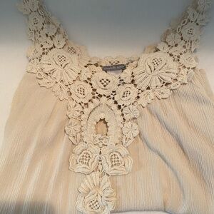 Charlotte Russe Beige Floral Lace Top